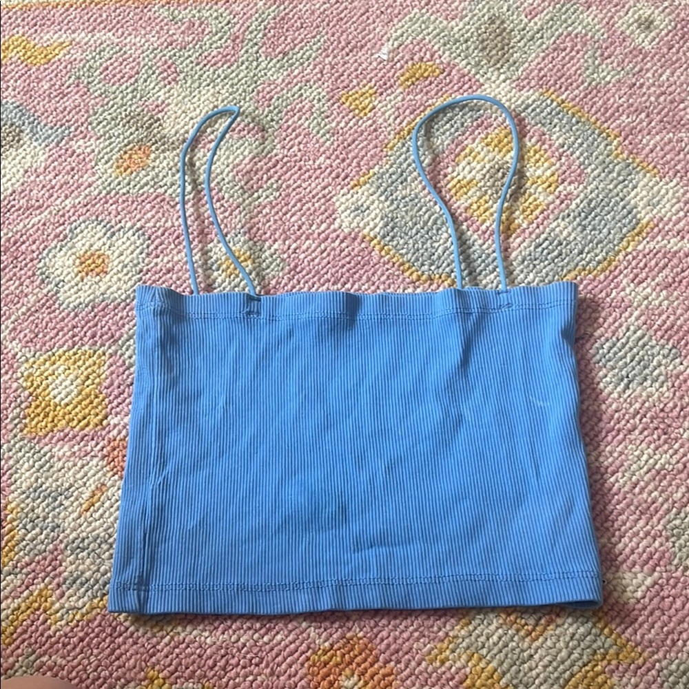 Zara Blue Ribbed Crop Top